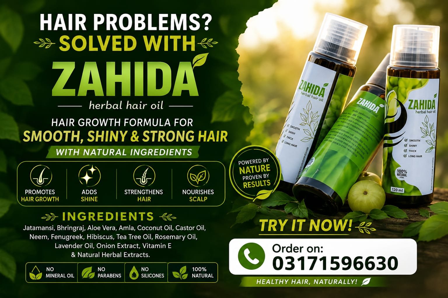 Zahida Herbal Hair Oil product lineup